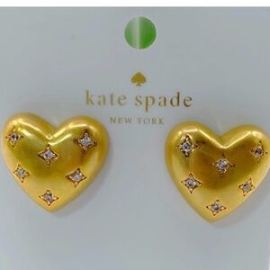 KATE SPADE My Precious Gold Heart Stud Earrings NWT Dust Bag Included